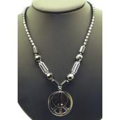 Hematite Peace Sign Pendant Chain Choker Necklace